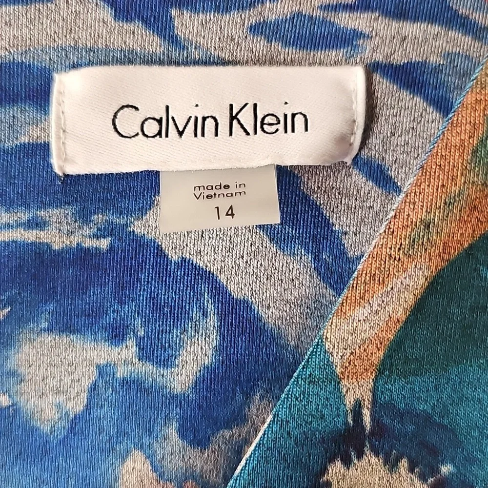 Calvin Klein Floral V-Neck Sleeveless Scuba Sheath Dress Sz 14 Gray - Picture 4 of 7